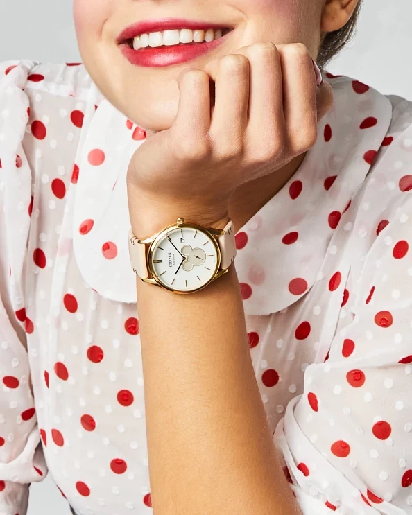 Mickey Shadow Silver-Tone Dial Leather Strap BV1132-08W | CITIZEN